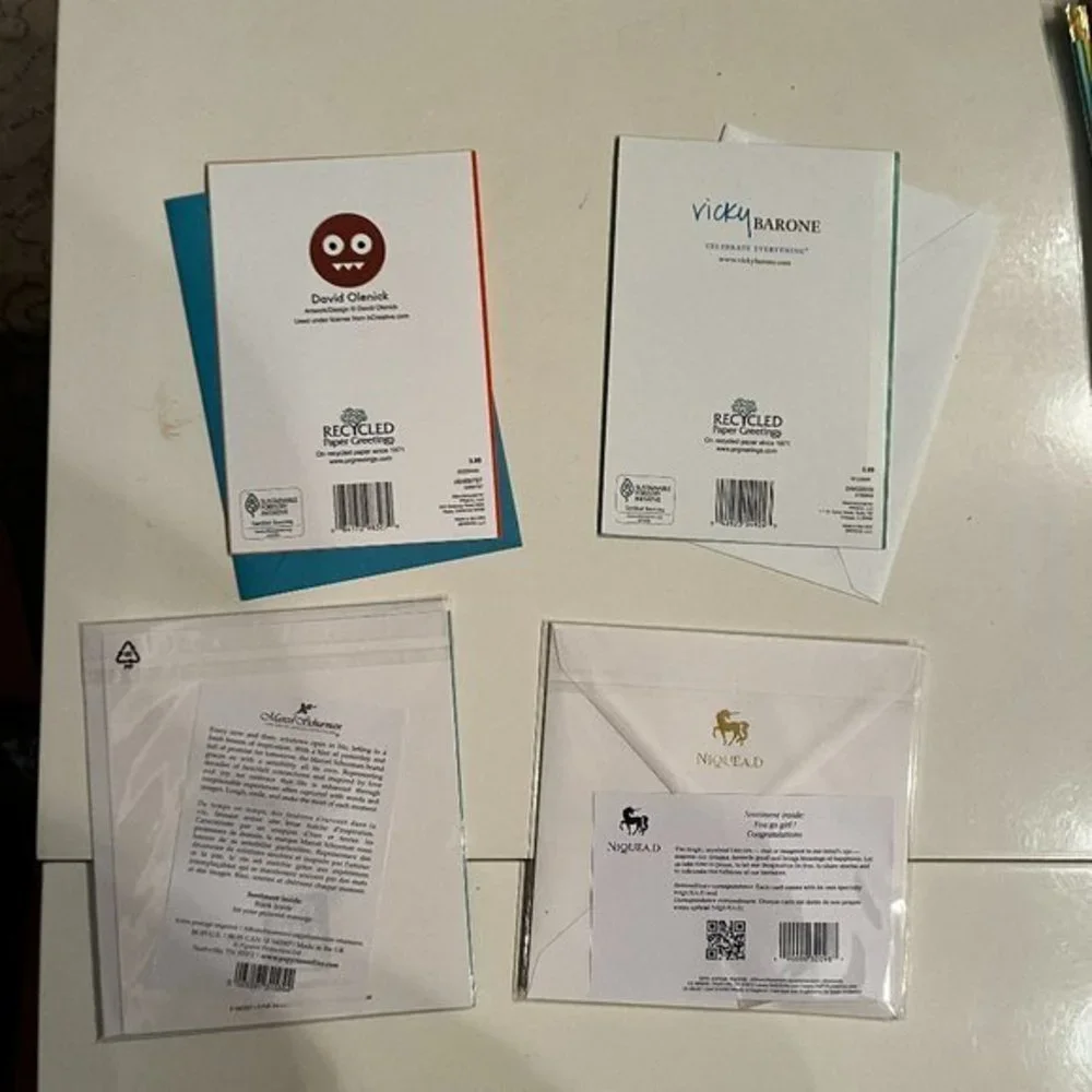 I'm Sorry /‎ New Job / Blank Greeting Card (Lot of 4 Cards) (new)